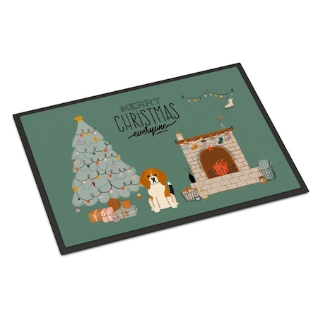 Carolines Treasures 18 x 27 in. Tricolor Beagle Christmas Everyone Indoor or Outdoor Mat CK7603MAT